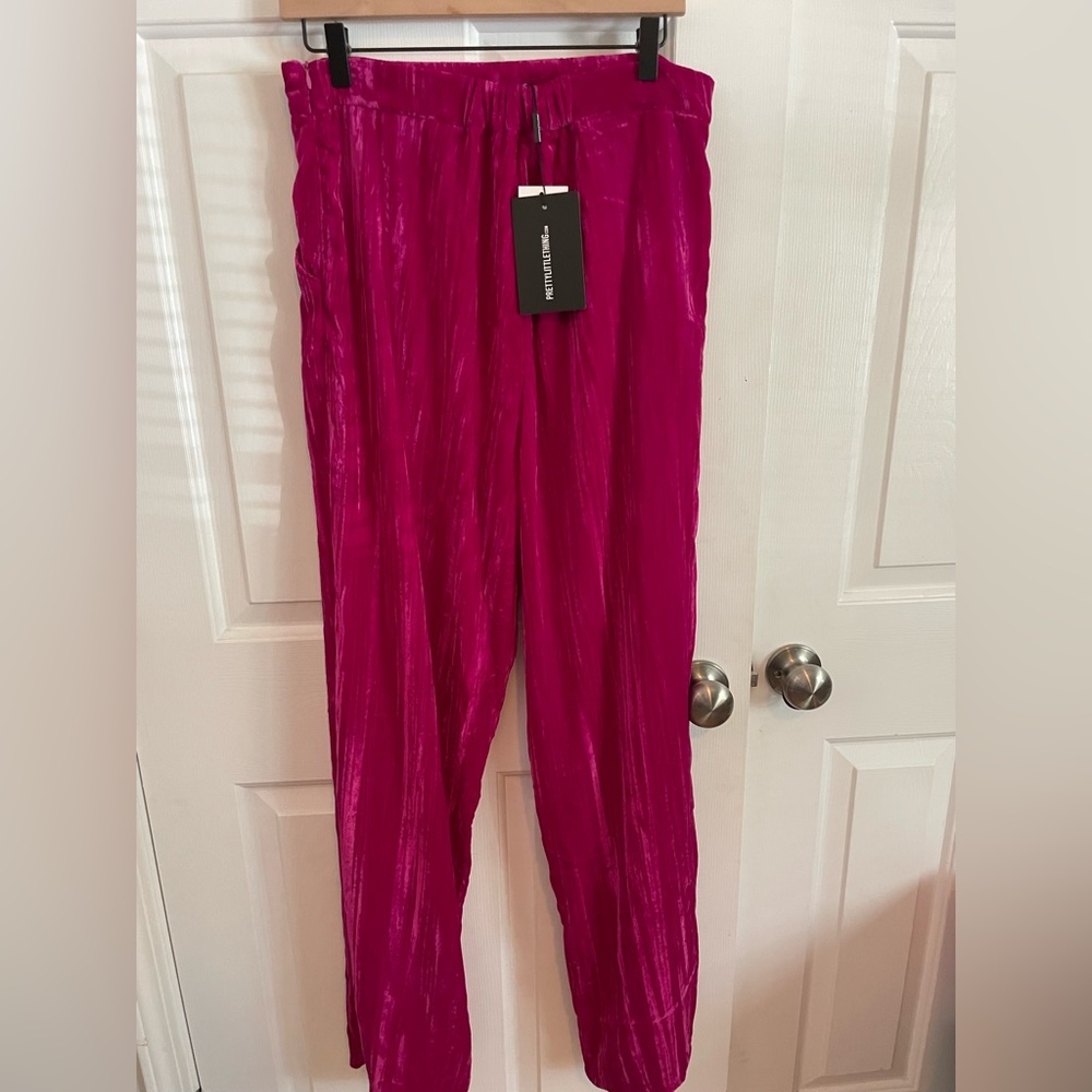 PrettyLittleThing Pink Velvet Trousers